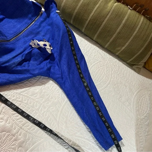 CiaoSport Ltd Vintage Silk Blue Jacket Polka Dot Pocket Handkerchief Accent Sz 8 - Picture 10 of 10